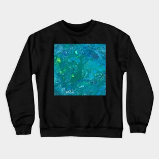 Blue Green Water, Acrylic Organic Textures - WelshDesignsTP001 Crewneck Sweatshirt